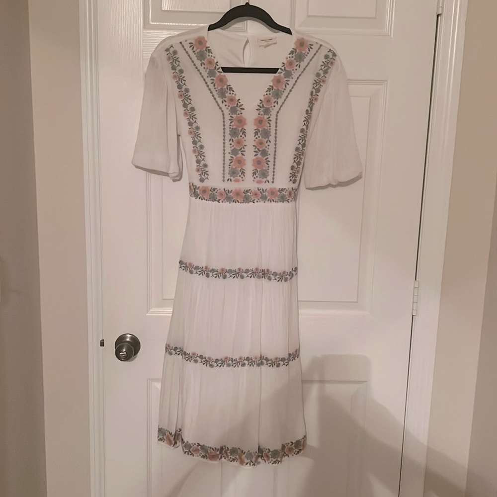 White Floral embroidered Dress